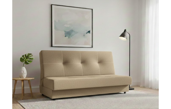 Wersalka Aga jasnobrązowa na sprężynach z funkcją spania i pojemnikiem